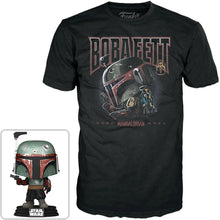 Load image into Gallery viewer, INSTOCK Star Wars: The Mandalorian Boba Fett FUNKO Pop! Vinyl Figure and Adult Black Pop! T-Shirt 2-Pack