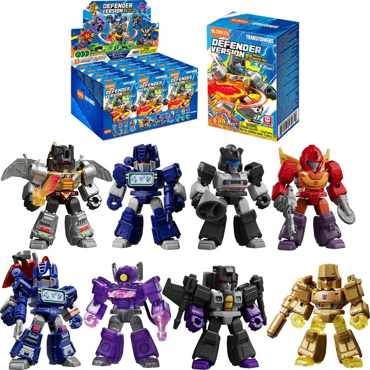 PRE ORDER Transformers Defender Version 03 Heavy Metal War Blokees Mini Model Kit Display of 12