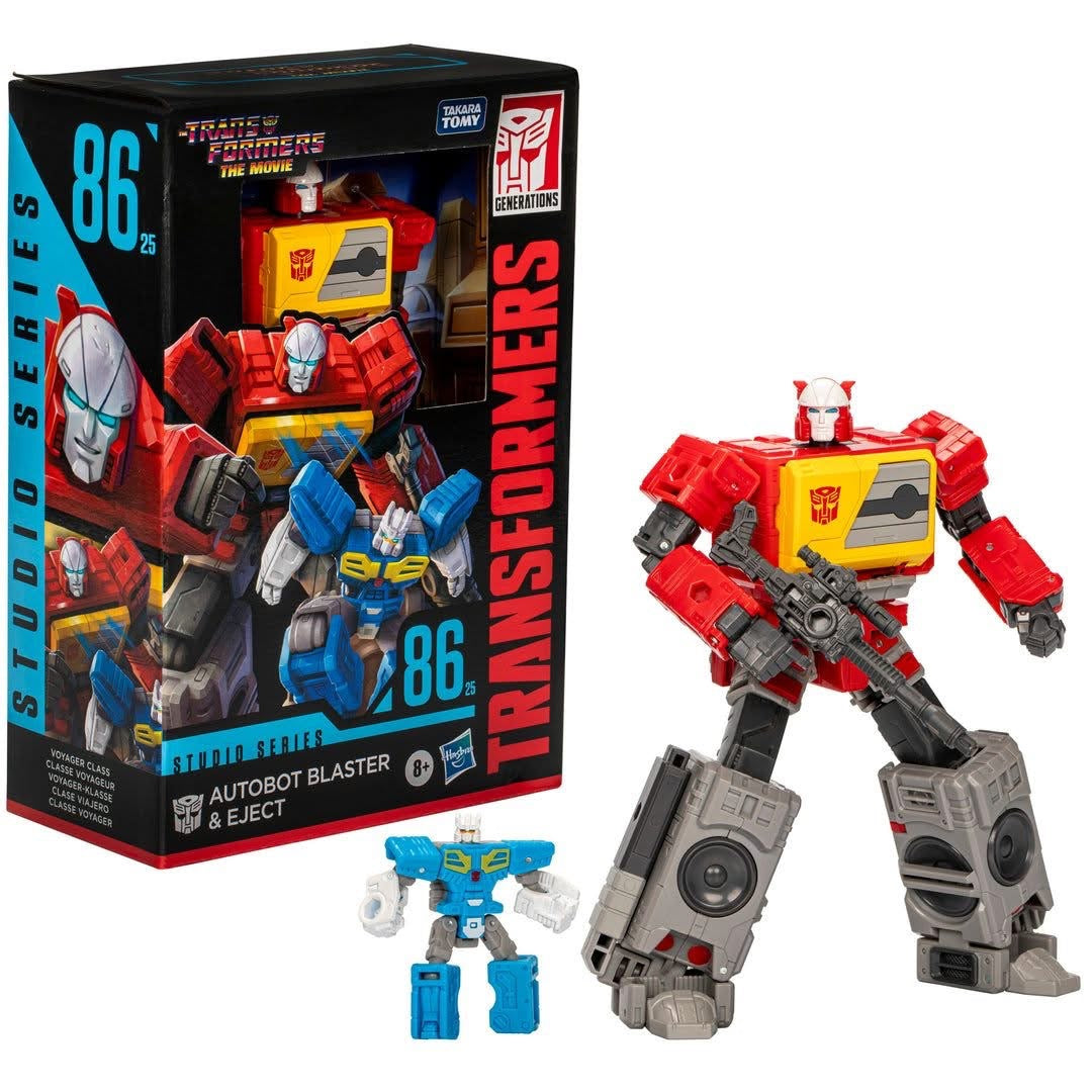 PRE ORDER TRANSFORMERS STUDIO SERIES VOYAGER THE TRANSFORMERS: THE MOVIE 86-25 AUTOBOT BLASTER & EJECT ACTION FIGURES