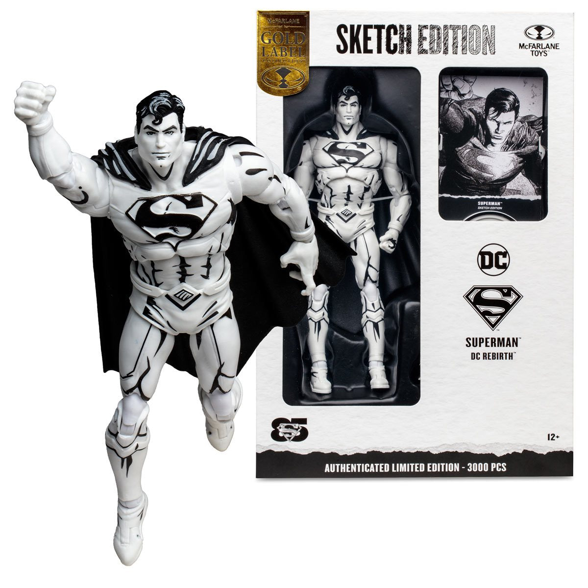 INSTOCK DC Multiverse Superman Rebirth Sketch Edition Gold Label 7-Inch Scale Action Figure - Entertainment Earth Exclusive