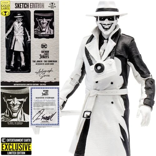 INSTOCK  MCFARLANE DC MULTIVERSE THE JOKER COMEDIAN SKETCH AUTOGRAPH GOLD LABEL 7-INCH SCALE ACTION FIGURE - ENTERTAINMENT EARTH EXCLUSIVE
