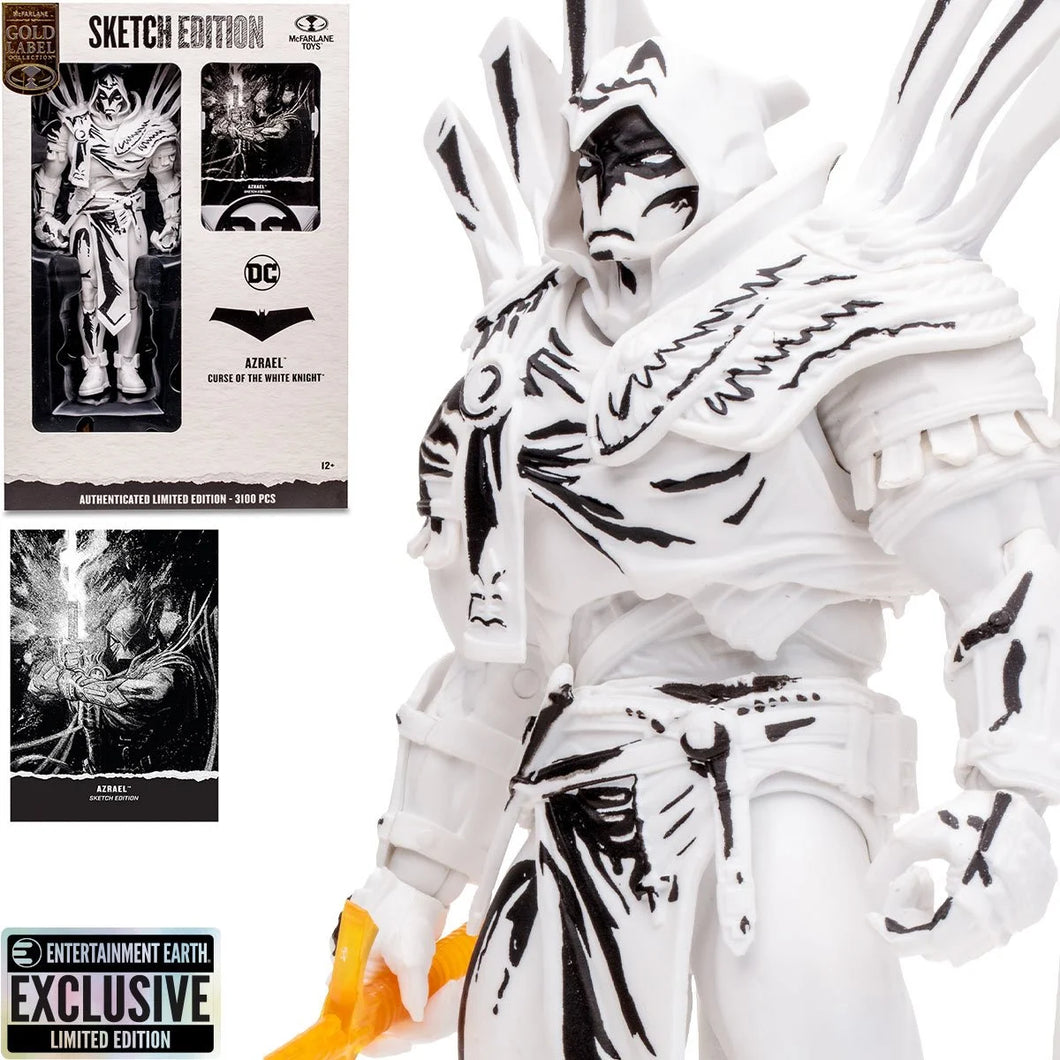 INSTOCK DC Multiverse Azrael Curse of the White Knight Sketch Gold Label 7-Inch Action Figure - Entertainment Earth Exclusive