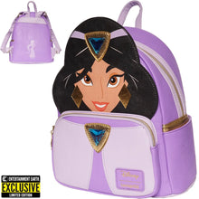 Load image into Gallery viewer, INSTOCK Aladdin Princess Jasmine Purple Outfit Cosplay Mini-Backpack - Entertainment Earth Exclusive
