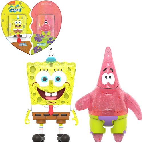 INSTOCK SpongeBob SquarePants and Patrick Star (Glitter) 3 3/4-Inch ReAction Figure 2-Pack - SDCC Exclusive